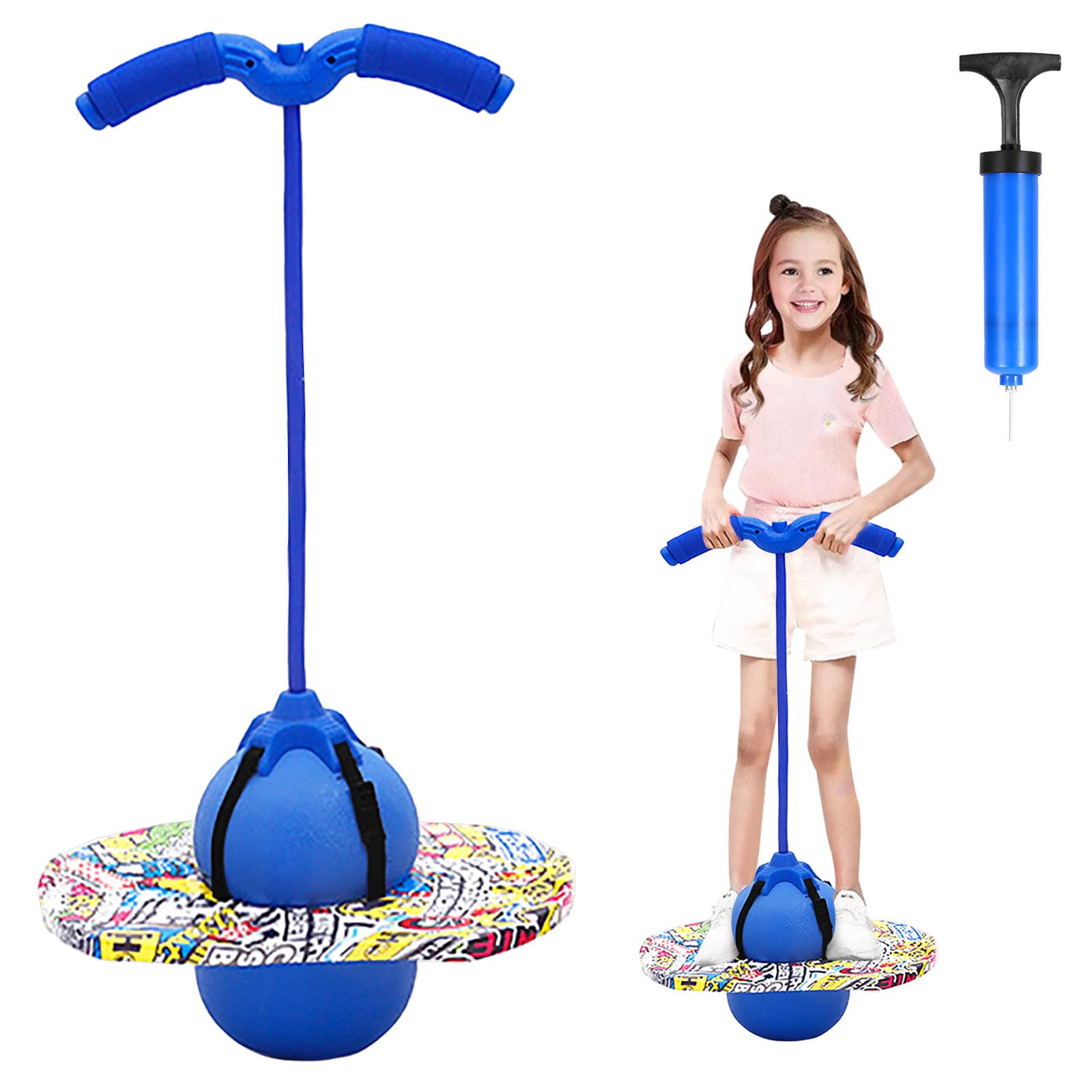 Pogo Ball con asas, Pogo Stick pelota de saltar para niños, barra de saltar con bomba de aire, pelota de entrenamiento de equilibrio, juego de saltar, regalo para niños a partir de 6 años