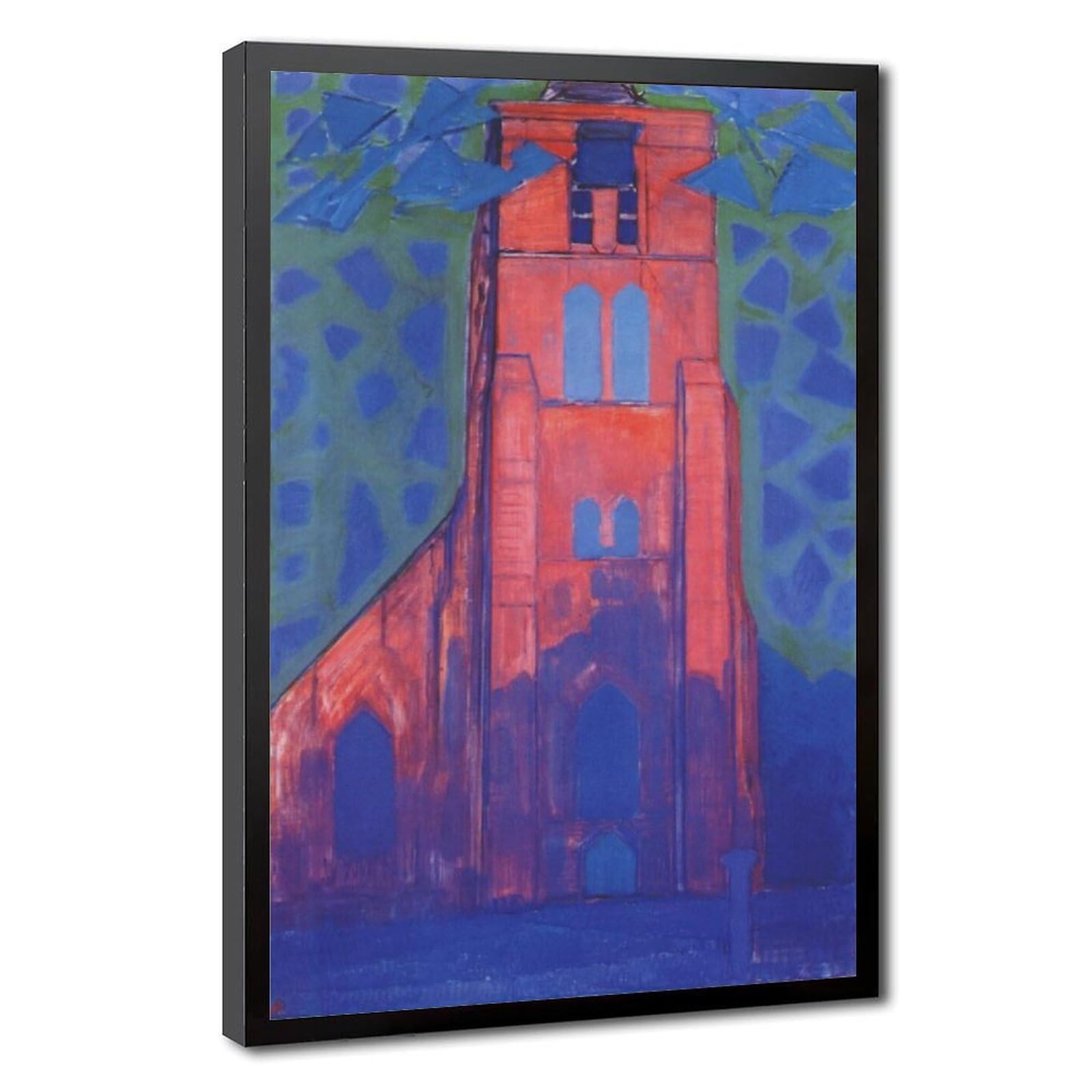 Church Tower at Domburg Piet Mondrian Posters Prints Canvas Deco Paintings Wall Art Hangable Frame 24" L X 36" W