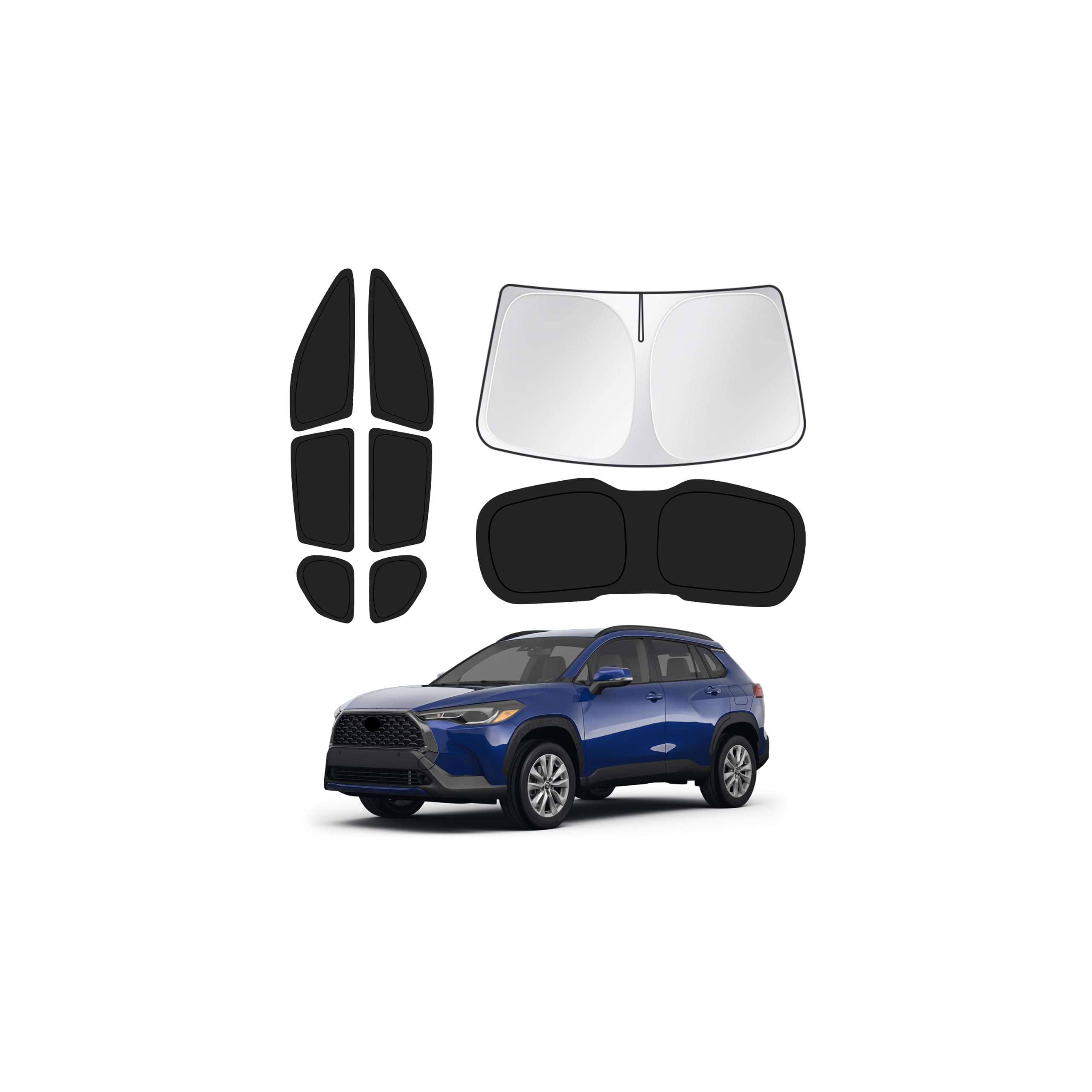 Canvcle Window Shades for 2022-2026 Toyota Corolla Cross Accessories Windshield Sun Shade Side Rear Window Covers Sunshade Sun Visor Shield Privacy Protection for Camping Keep Vehicle Cool Black 8PCS