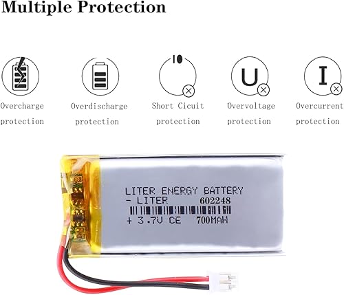 Miniatura 4 de Batería de energía de litro 3.7V Lipo Batería 700mAh Batería recargable de polímero de iones de litio 602248 Batería de iones de polímero de litio