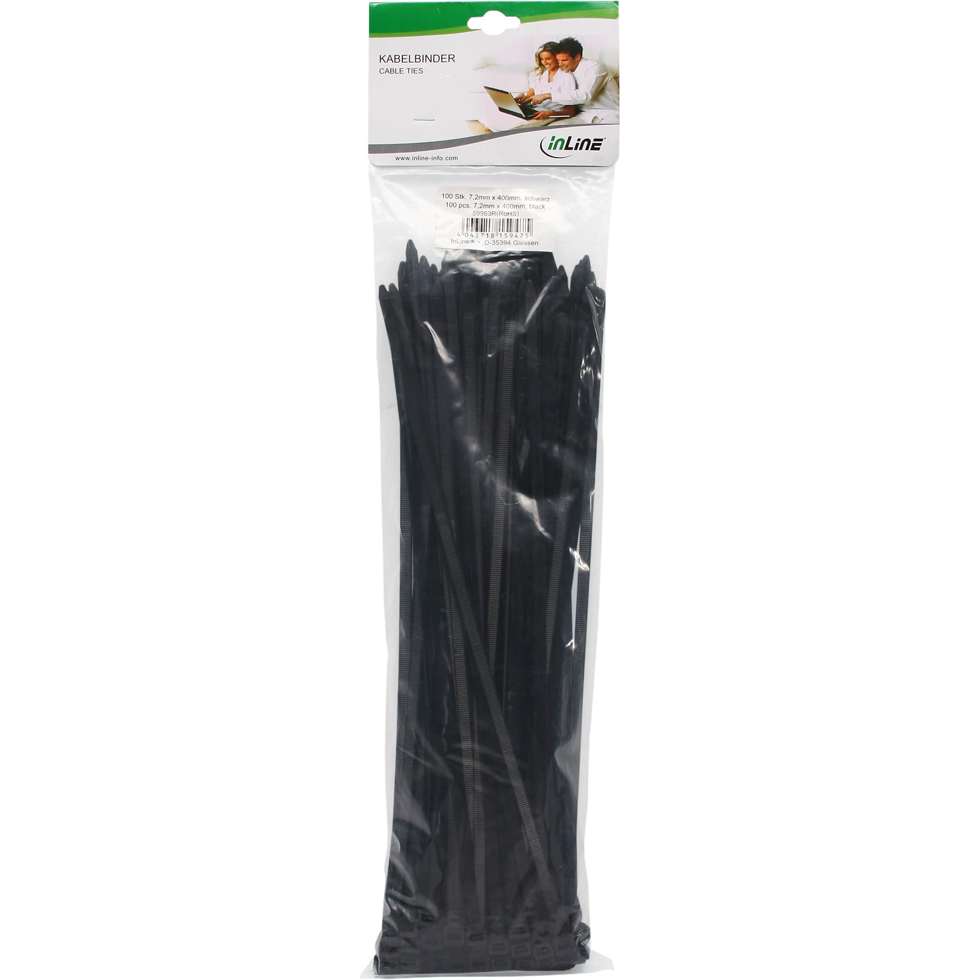 Inline® 59963R Cable Ties (Pack of 100) Black