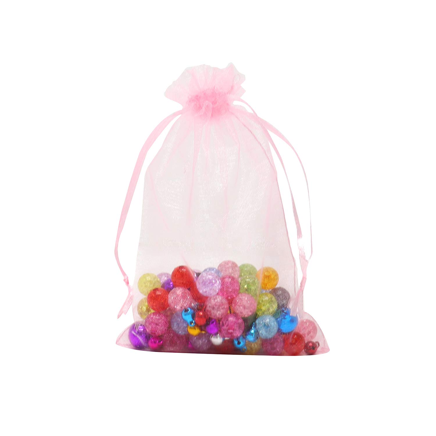 Dealglad 100 szt. torebek z organzy 15 x 20 cm, różowe torby siatkowe sznurek na biżuterię woreczki na prezenty baby shower wesele torby upominkowe