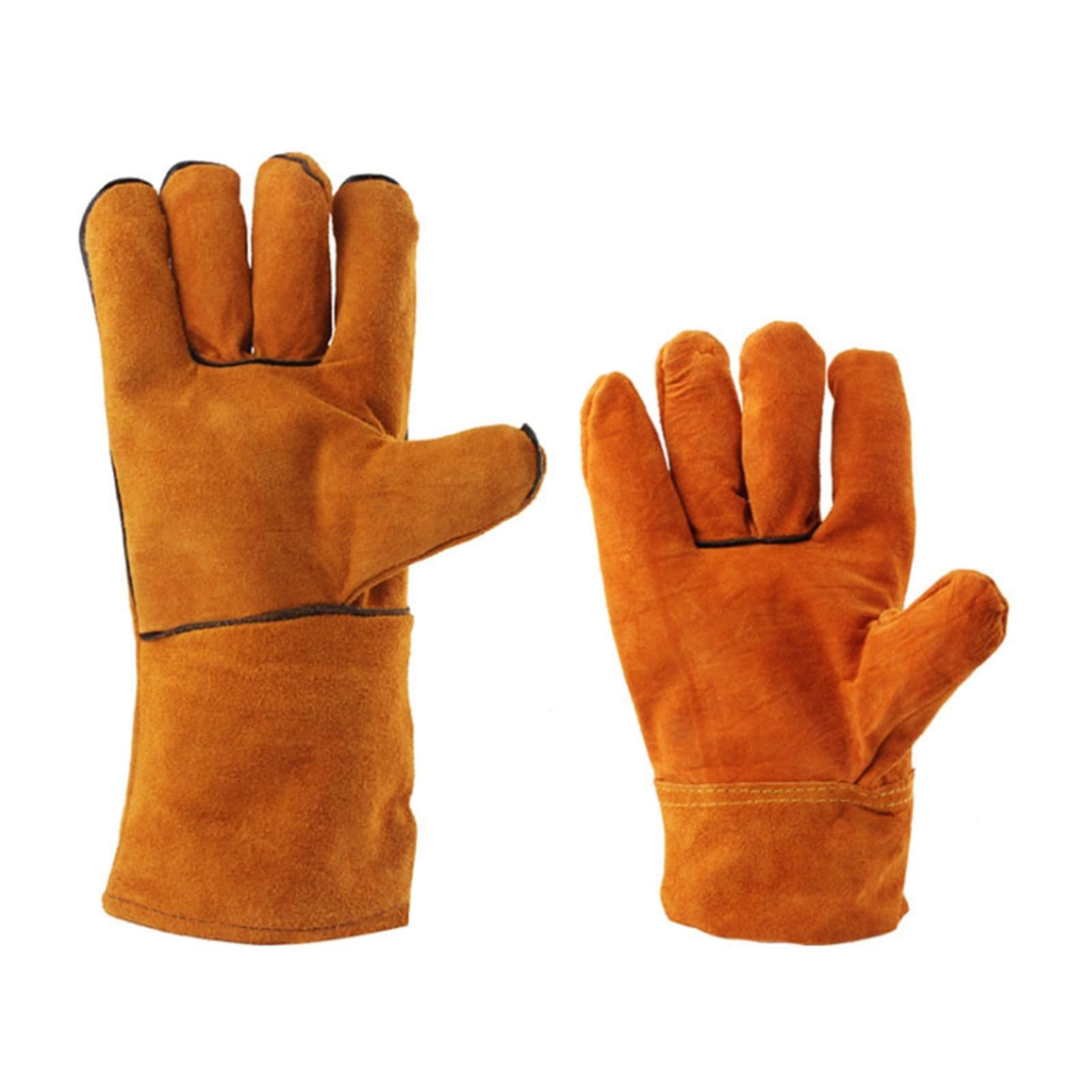 Générique Gants de soudage en cuir de vachette résistants à la chaleur et à manchette courte - Résistants aux brûlures et à l'usure for soudeurs électriques(Long)