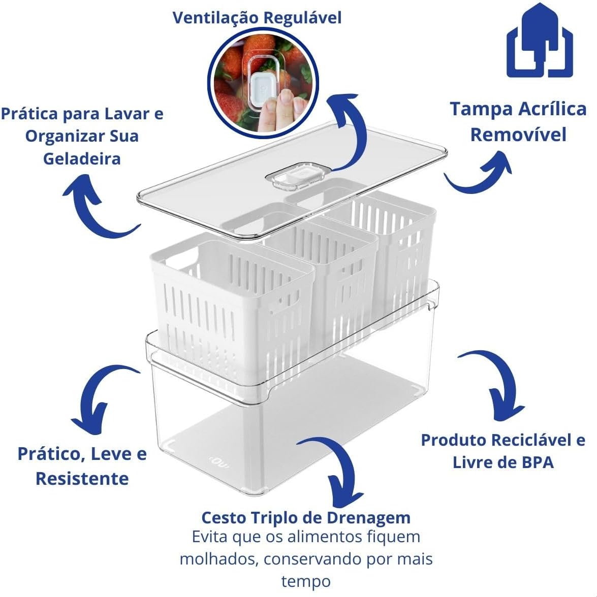 Organizador Clear Fresh 5L Com 3 Cestos. Veja Isto! 5 61Mmvqo5W5L. Ac Sl1200