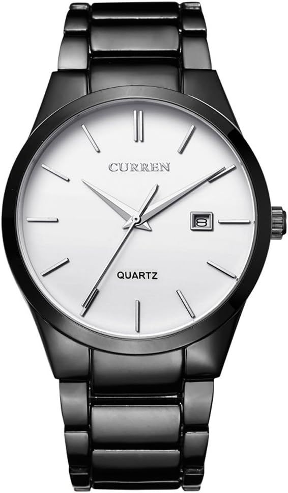 CURREN Men's Watches Classic Black/Silver Steel Band Quartz Analog Wrist Watch with Date for Man …