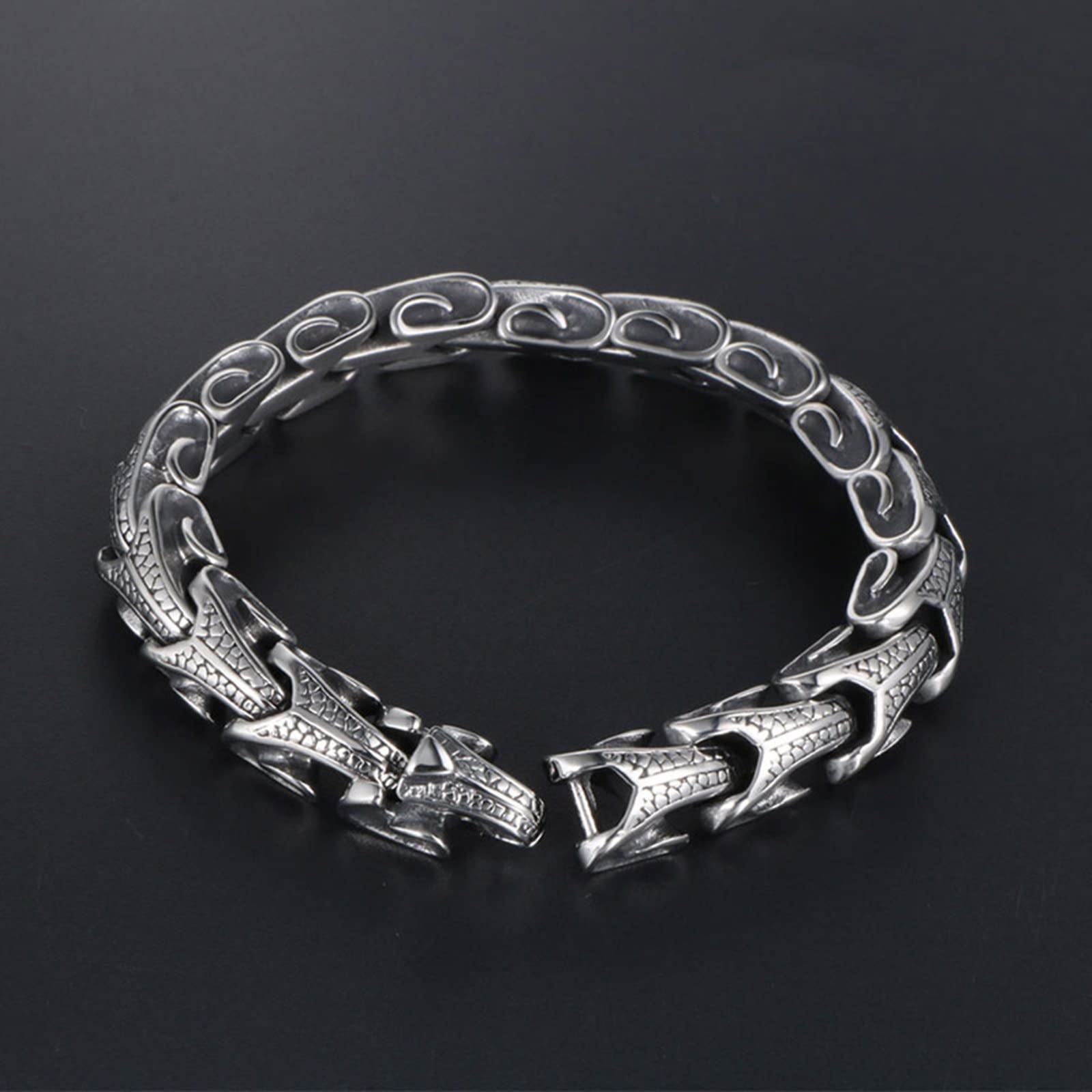 Brazalete de Acero Inoxidable Hombre,Brazalete Hombre Gotico Pulsera de Hombre 19cm Brazalete 10.9 mm Pulseras de Hombre de Plata
