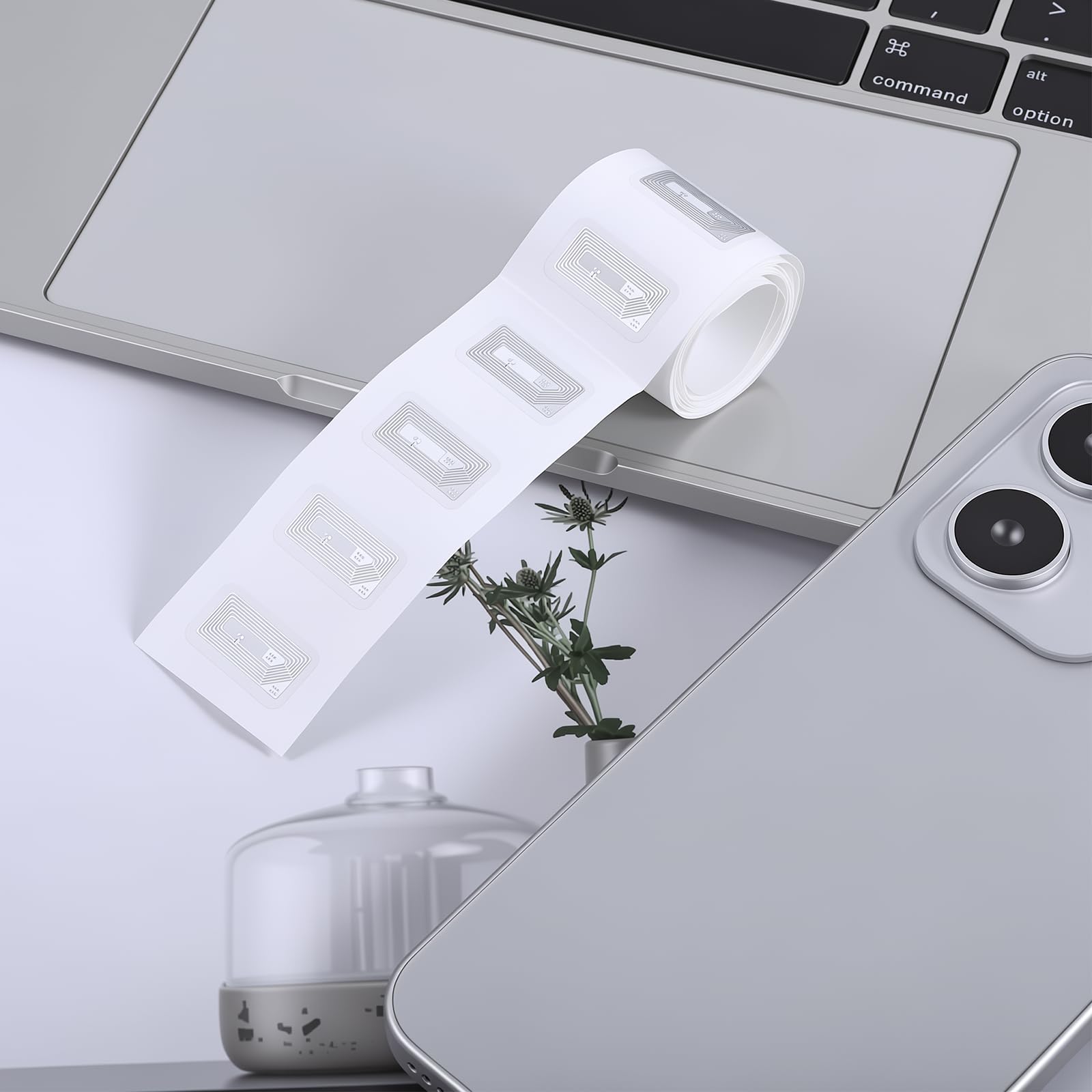 100 sztuk naklejek NFC z chipem NTAG215, przezroczyste znaczniki RFID, programowalne, 504 bajty, chip NFC do wszystkich urządzeń obsługujących technologię NFC, adaptacja amiibo (prostokąt, 11 x 21 mm)