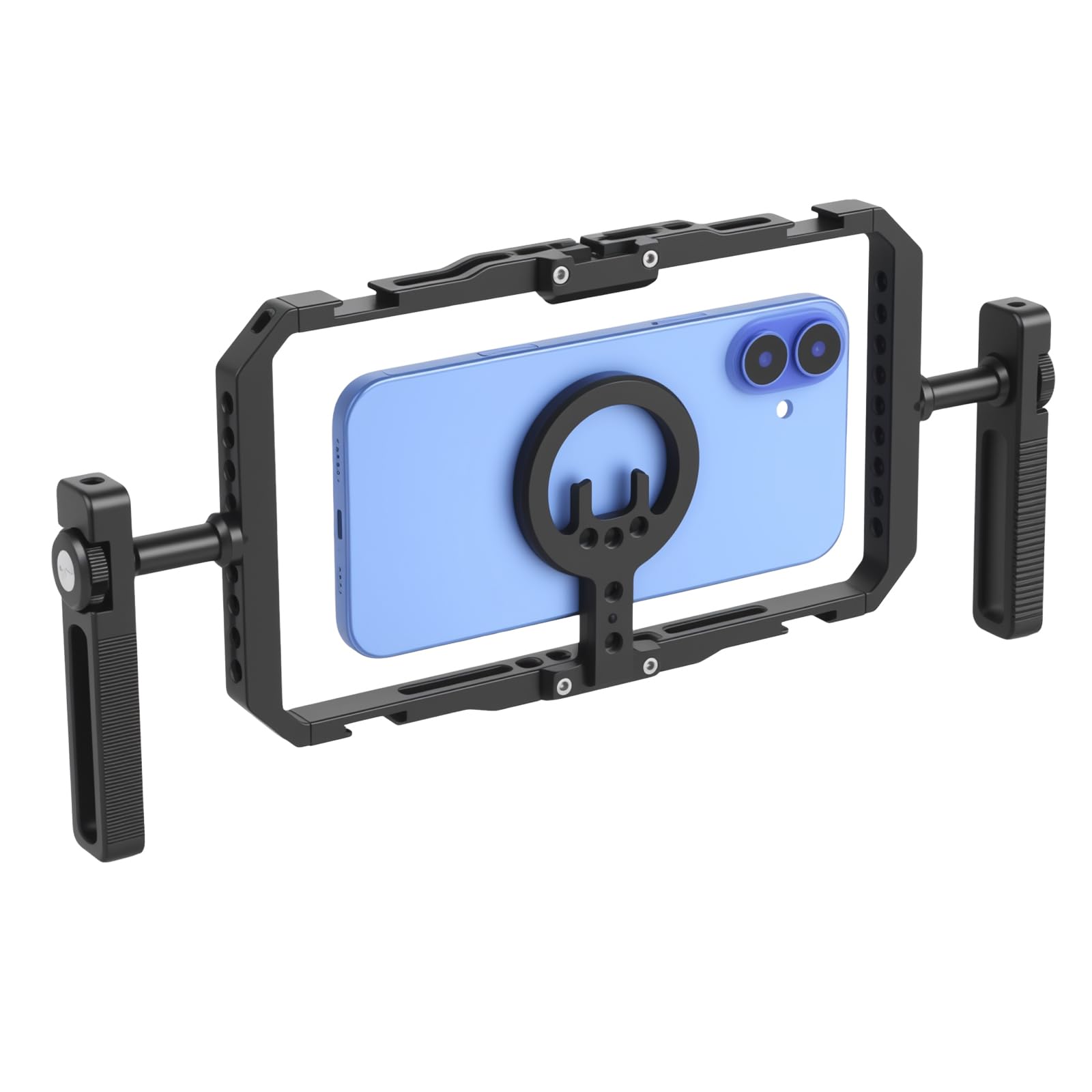 UTEBIT Universal Quick Release Phone Cage, Smartphone Video Rig Kit with Handles, Aluminum Handheld Filmmaking Vlogging Case Stabilizer for Videomaker, for iPhone 17/16/15, for Android Phones, Samsung