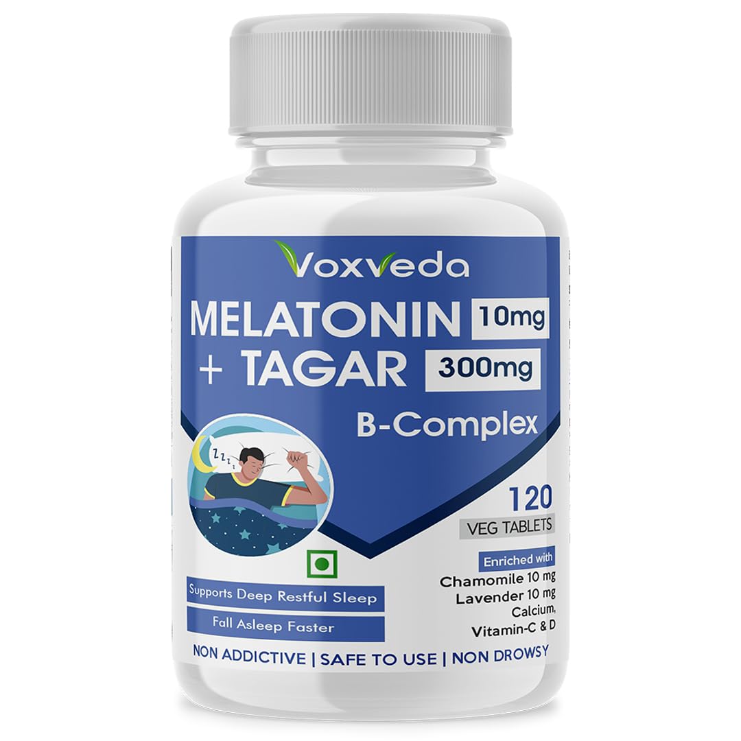 Voxveda Melatonin Tablets - 120 Tablets | Melatonin 10 mg Sleep Tablets with Tagar 300 mg | Sleeping Aid Pills | Sleeping Pills | Deep Restful Sleep | Non Habit Forming (B0D8JGPZTY) Amazon Price History, Amazon Price Tracker