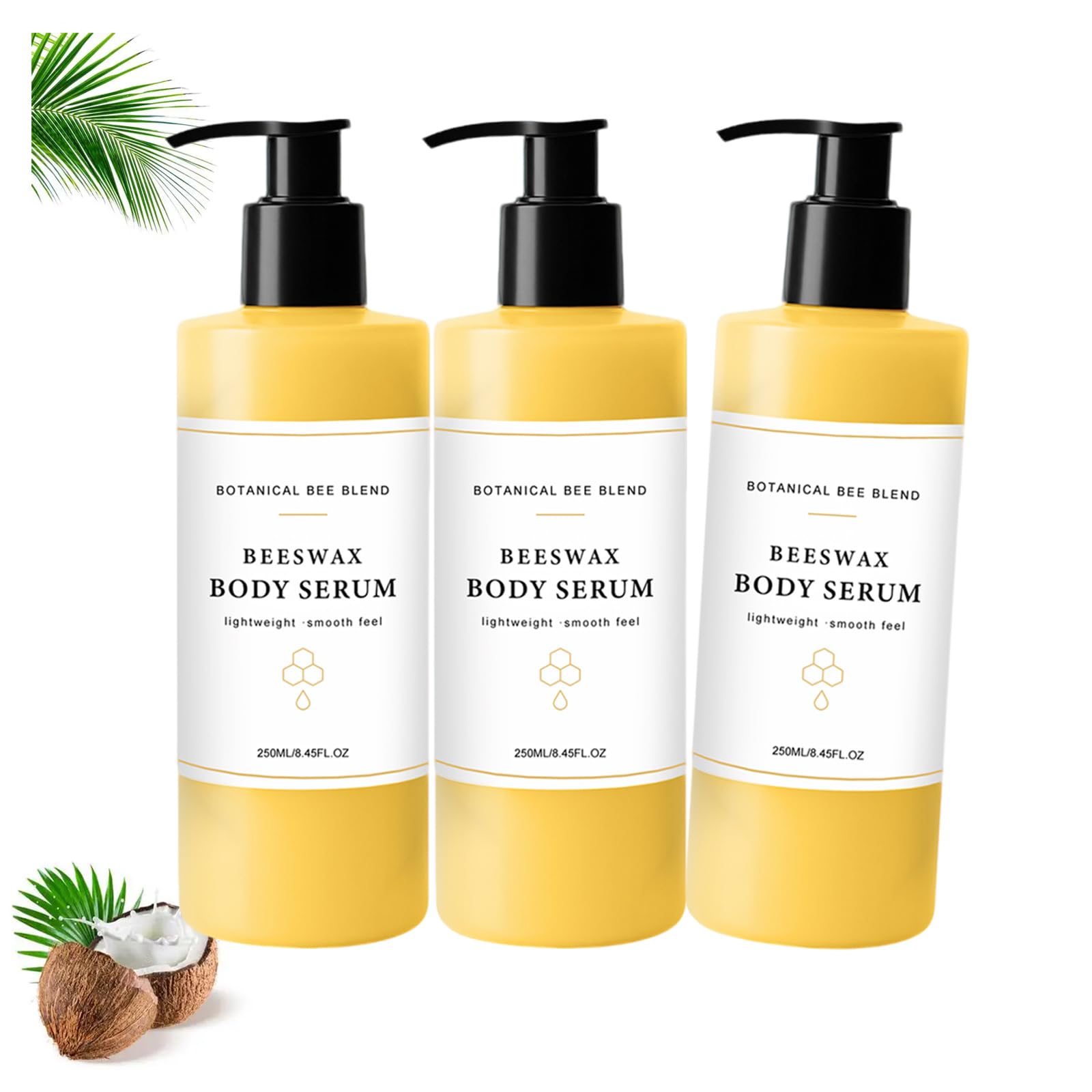 Körperöl-Serum mit Bienenwachs, feuchtigkeitsspendendes Öl mit Avocado-, Rizinus-, Kokosnussöl und Sheabutter, süßer Vanilleduft, feuchtigkeitsspendend, leichte Formel für weiche Haut (3PCS)