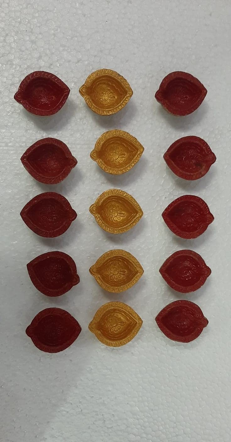 Treasure Wave Handmade Decorative Cow Dung Diya | Deepak Made of Natural Elements- Cow Dung, Gow Mutra, Milk, Curd, Ghee for Pooja and Diwali Decoration- Pack of 15