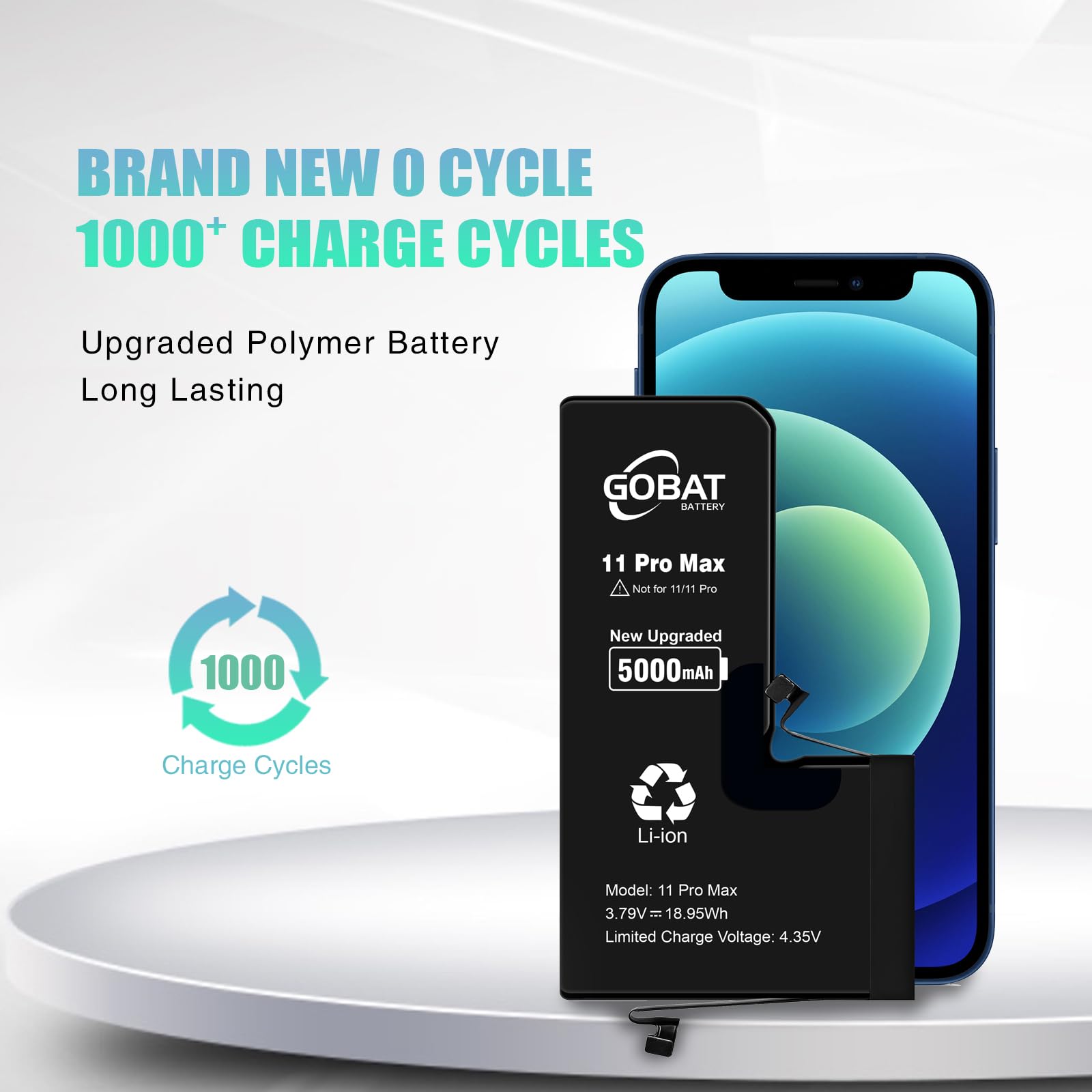 GOBAT Replacement for iPhone 11 Pro Max Battery,5000mAh High