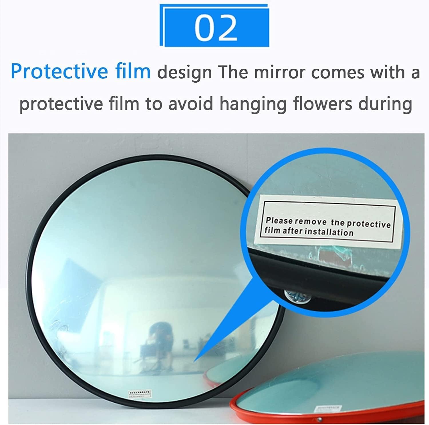 Convex Traffic Safety Mirror For Driveways, Warehouses, Garages And Offices, Black Convex Mirror(Diameter 30/45/60 Cm, With Wall Bracket Convex Mirror) (Size : 30cm)