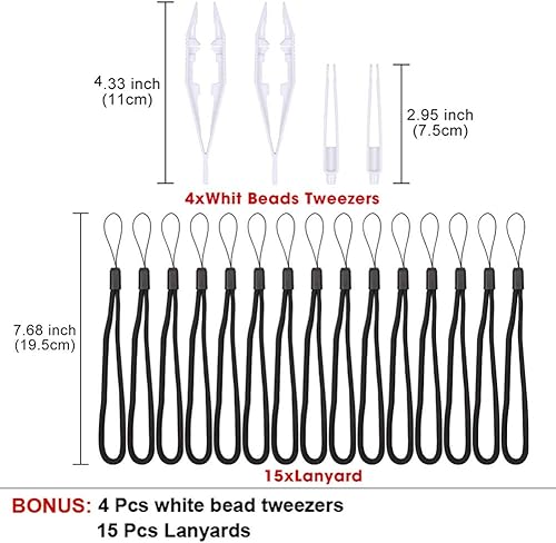 Miniatura 3 de 15 tableros de cuentas fusibles de 0.197 in, tableros de plástico transparente con 15 tarjetas coloridas, 4 pinzas y 15 cuerdas para colgar,