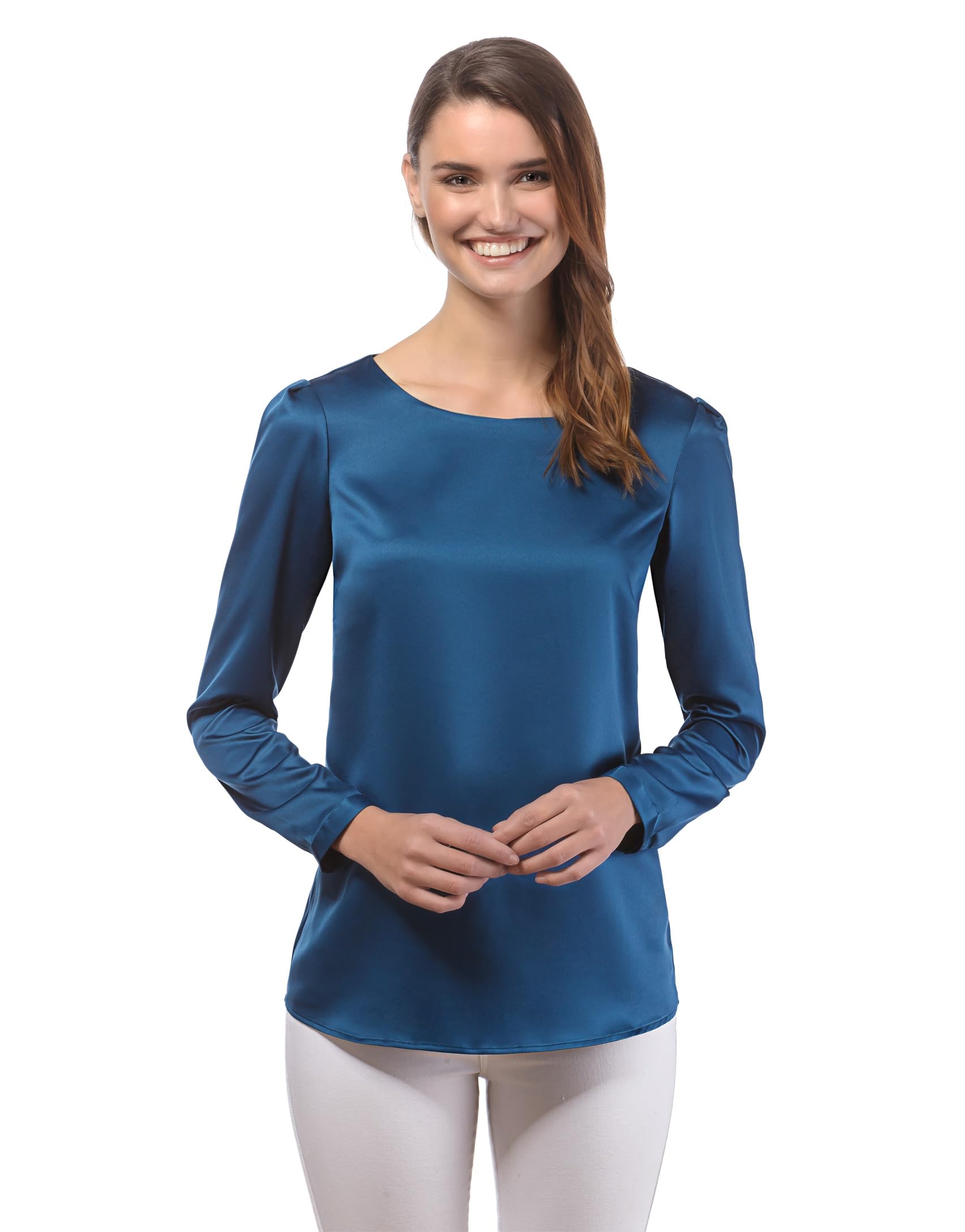 Vincenzo Boretti Bluse, leicht tailliert, Rundhals