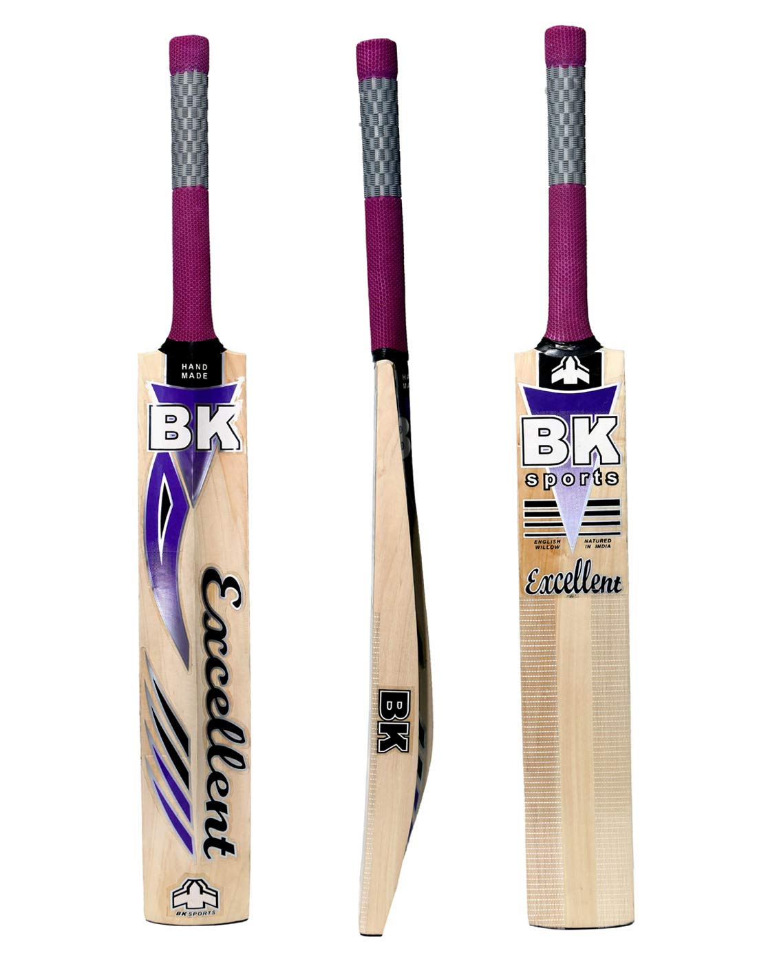 KlappExcelent Kashmir Willow Cane Handle Cricket Bat, Full Size