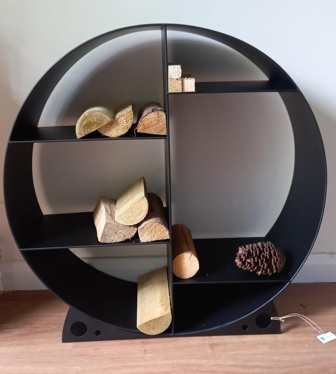 Inspirational Gifting Round Log Store Or Shelving Unit Made From Steel Large 80cm Diameter - Available In a Rust Or Black Finish - Lovely Contemporary Centre Piece For Any Home! (Black)