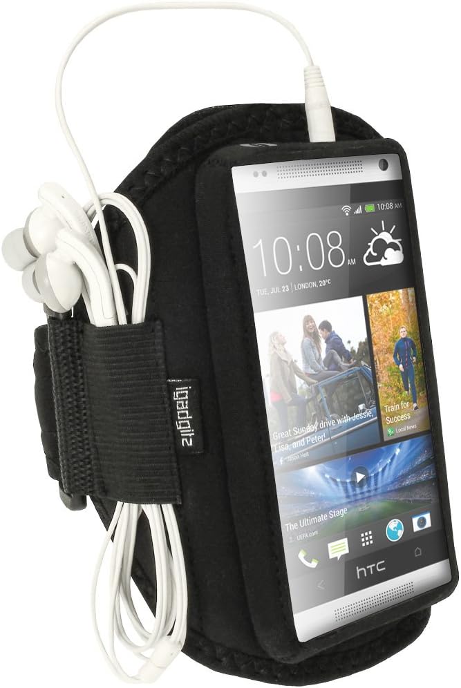 iGadgitz Water Resistant Black Sports Jogging Gym Armband for HTC One Mini M4 (2013)