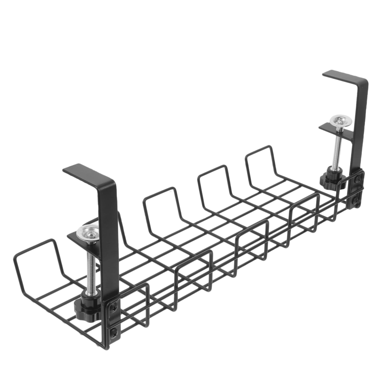 Support de Rangement pour Câbles en Acier au Carbone Noir sous Bureau