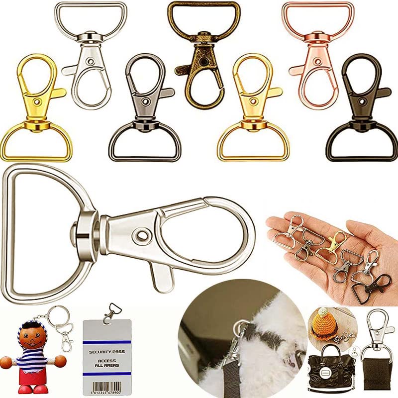 DIY Crafts Pack of 50 Pcs, Silver, Metal Lobster Claw Clasps 360°Swivel Trigger Snap Hooks by Swivel Clasps with D Ring (D (Pack of 50 Pcs, Silver)
