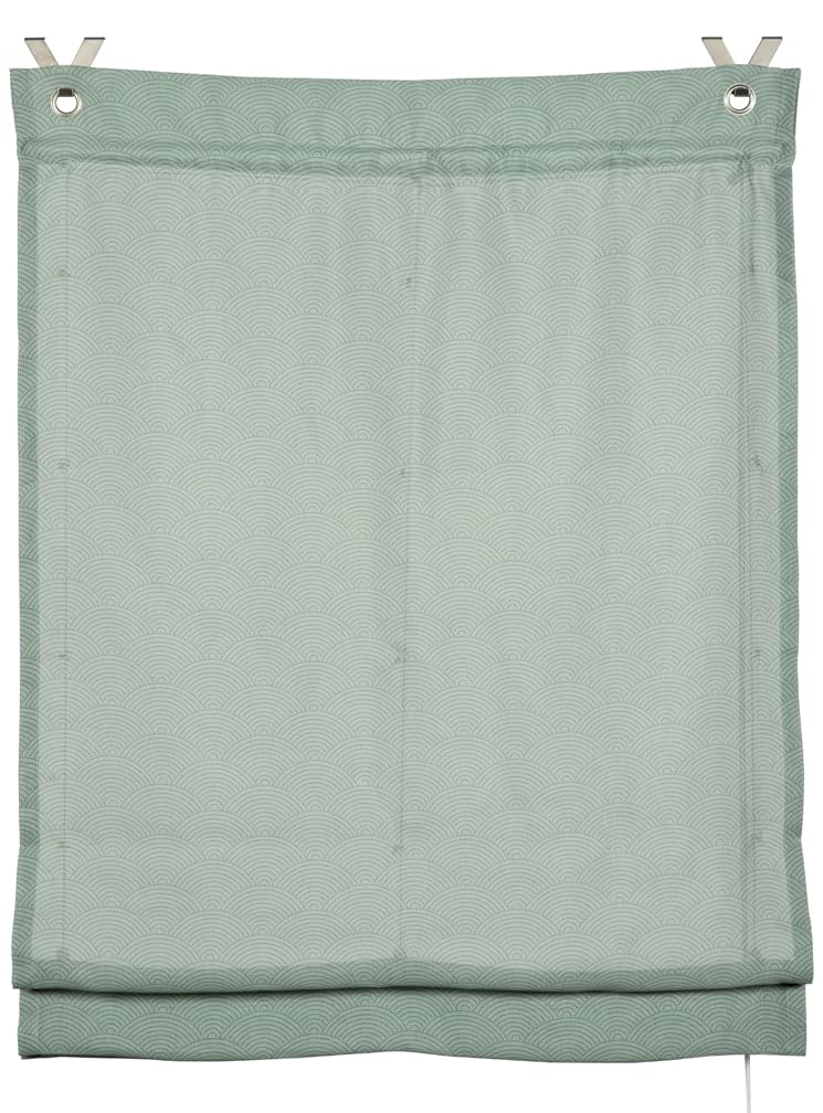 GARDINIA Raffrollo ohne Bohren, Zum Klemmen, Blickdicht, Lichtdurchlässig, Raffgardine, Inkl. Montage-Teile, 2 Beschwerungsstangen, 2 V-Haken, Zen Silence, Bögen Grün, 100 x 140 cm (BxH)