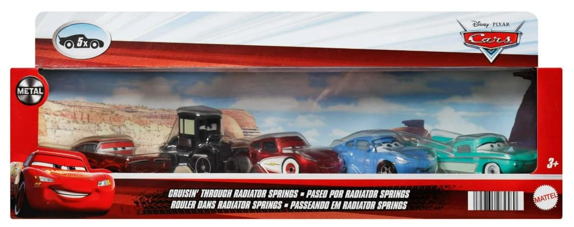 Mattel Samochody 3 Cruisin' Through Radiator Springs 5-pak Ramone, Lizzie, Crusin Lightning McQueen, Sally, Flo