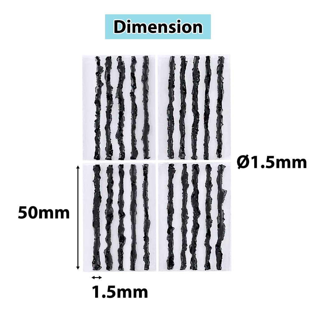 PAX 20pcs Tubeless Bike 1.5mm? x 50mm Tire Plugs, Super Sticky Tire Plugs Refill Pack for Tubeless Bicycle Repair Kits, Seal Strips Strings