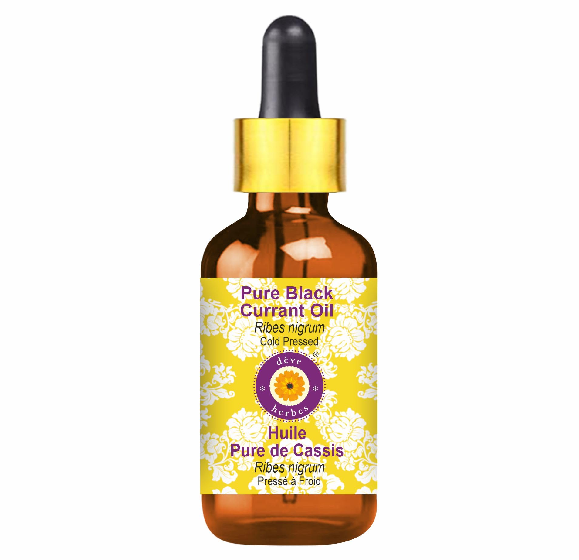 Deve Herbes Reines Schwarz Johannisbeere Öl (Ribes nigrum) mit Glas Tropfer Natürliche Therapeutische Qualität kaltgepresst 30ml (1 oz)