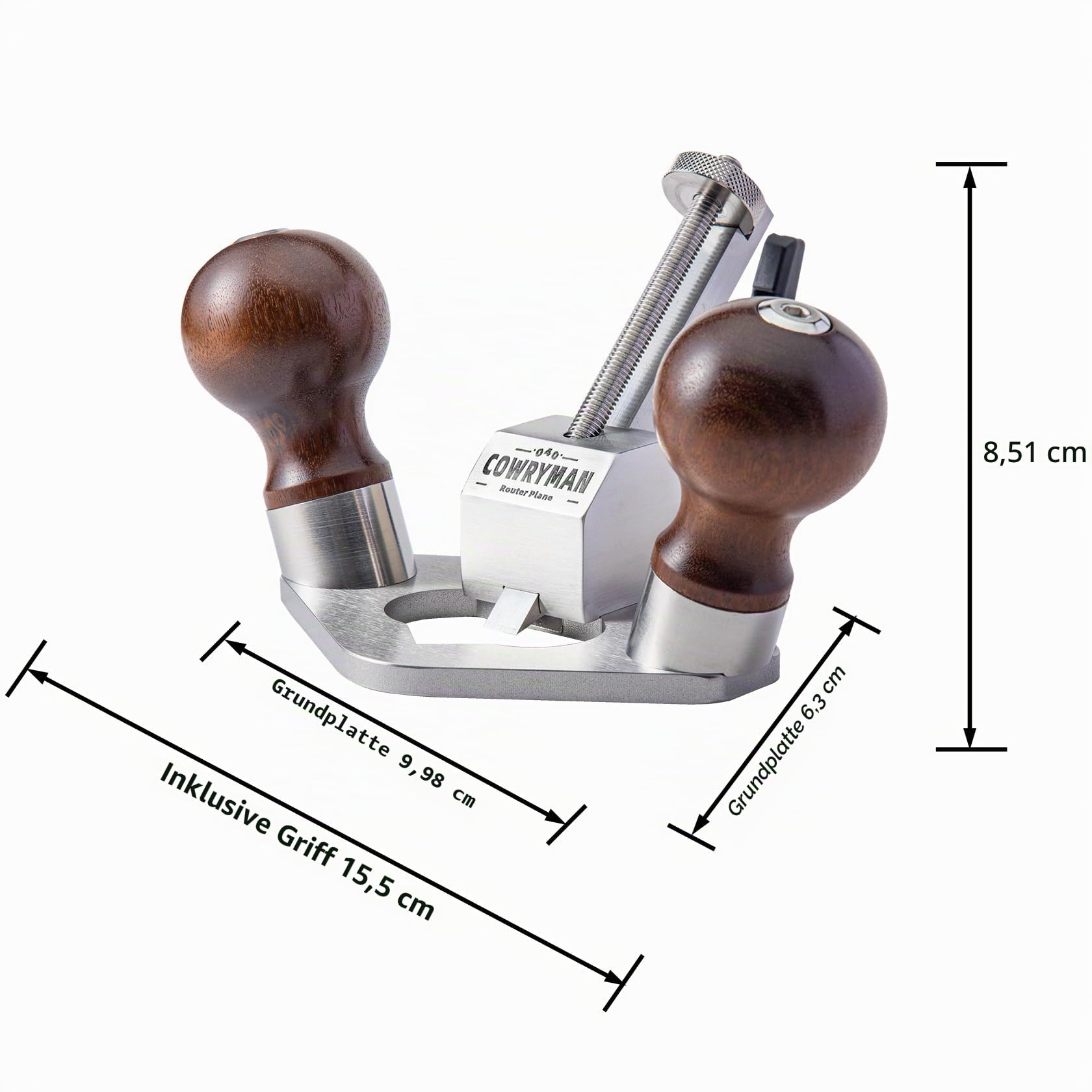 040 Grundhobel einteiliges 8-mm-HSS-Eisen | Große, außen geneigte Holzgriffe, Edelstahlkörper, 25 mm Arbeitstiefe und 8-mm-HSS-Eisen für Nuten, Scharniere, Zapfenwangen