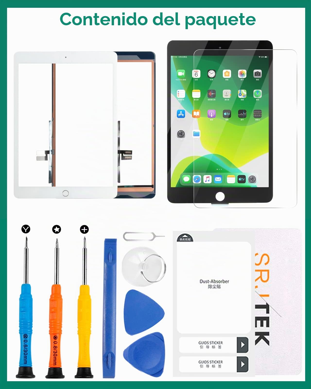 Pantalla táctil para iPad 9ª generación para iPad 9 A2602, pantalla de repuesto para iPad 10.2 2021, digitalizador A2603, A2604, A2605, panel de sensor de vidrio (con botón de inicio) (negro)