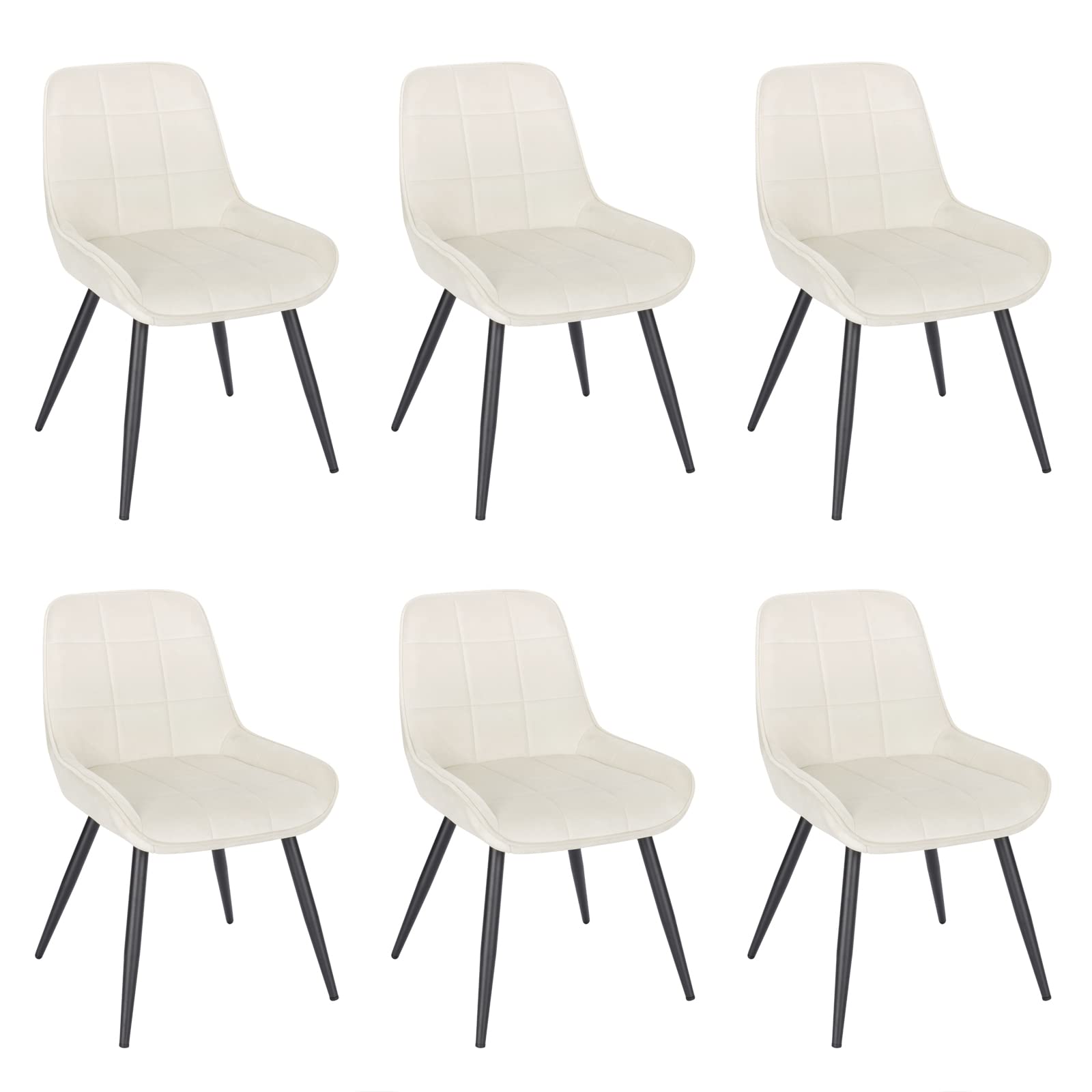 WOLTU Esszimmerstühle 6er Set, Polsterstuhl Samt, Küchenstuhl gepolstert, Akzentstuhl für Wohnzimmer Schlafzimmer Küche, ergonomischer Stuhl mit Rückenlehne, Cremeweiß, BH331cm-6