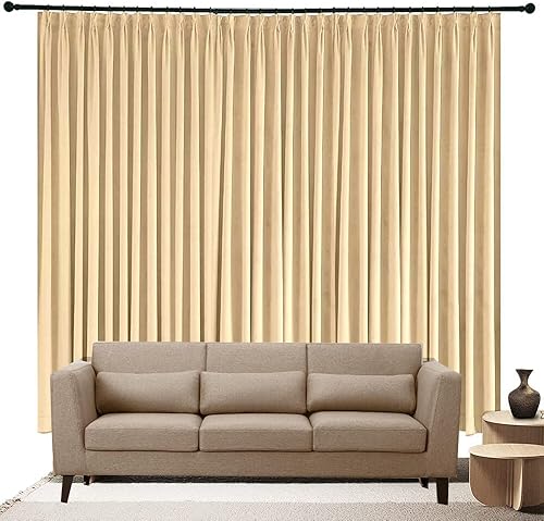 Doble pellizco plisado para oscurecer la habitación con gancho para sala de estar 95 de opacidad beige 50 pulgadas de ancho x 120 pulgadas de largo