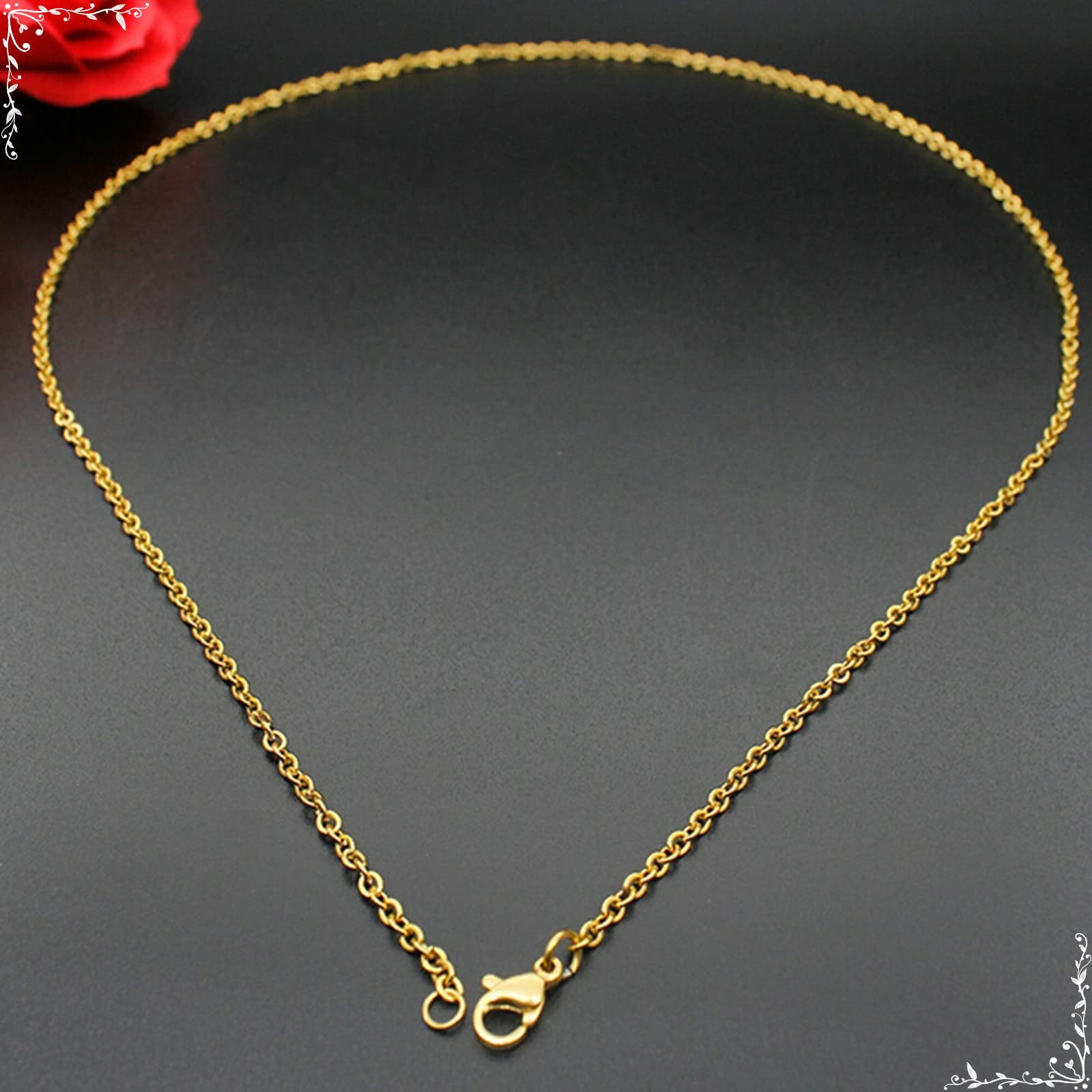 mm Halskette Kette für Frauen, 40-60 cm Kabelkette, Edelstahl-Engagement