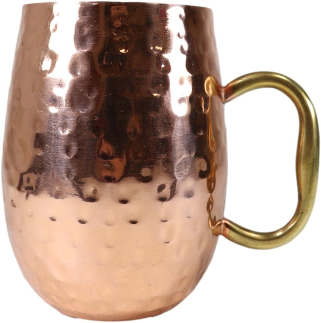 Ebros Gift Industrial Moscow Mule Luxury Stainless Steel Rose Gold Plated Hammered Beverage Barrel Cup Mug With Gold Handle And Silver Interior 16 Fluid Ounces (6)