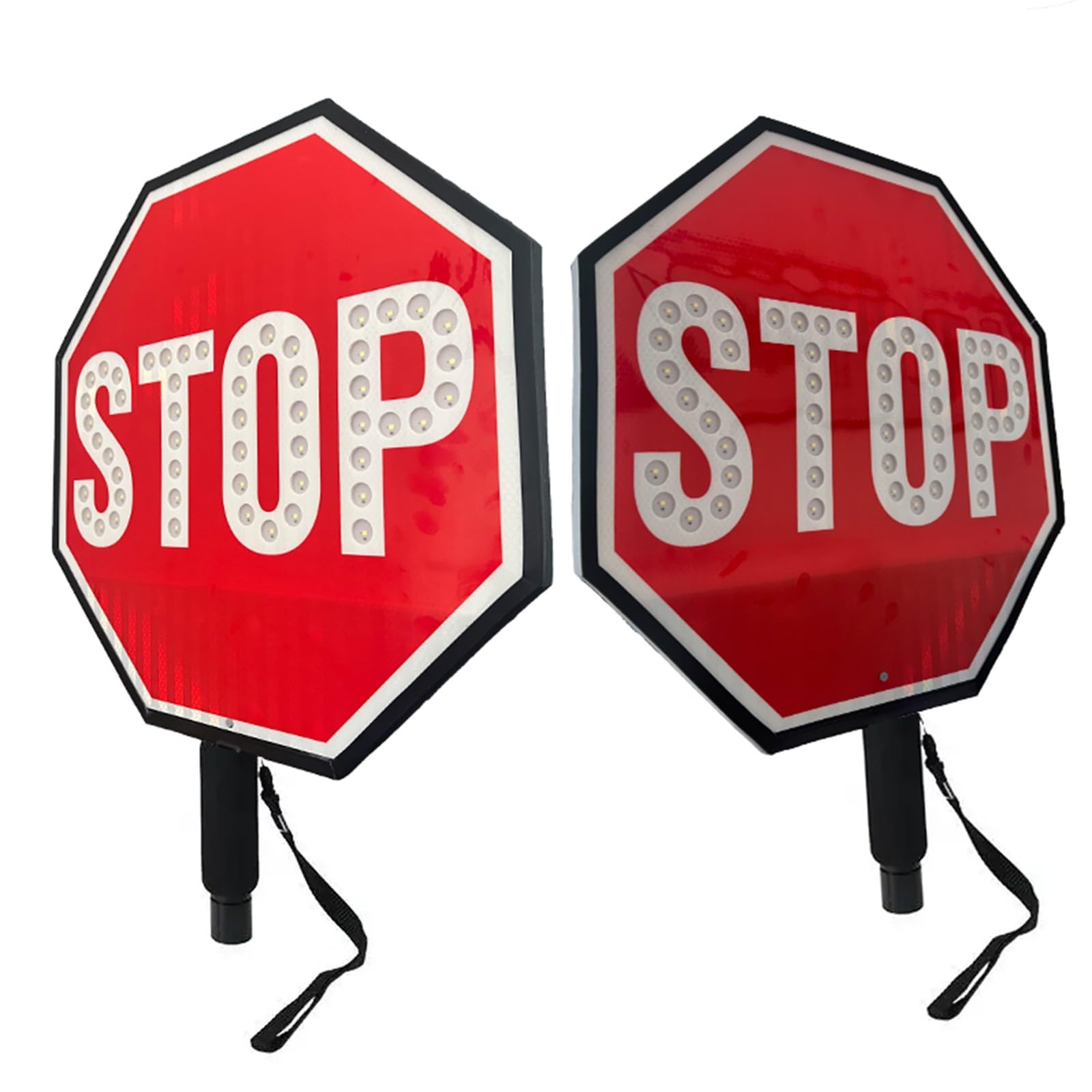 JDKMNE Przenośna tabliczka wiosłowa "Stop – Stop" 18", migający znak drogowy LED, tryb światła ciągłego/migającego LED, możliwość ponownego ładowania