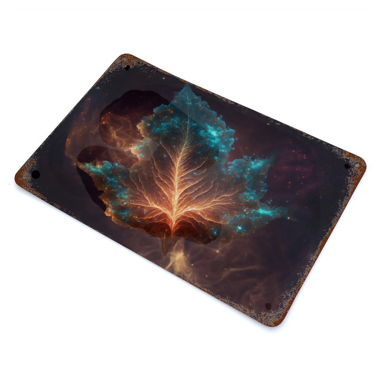 Rust Effect Niflheims Galactic Ocean Distressed Metal Wall Sign 11.8"x7.9", Decorative Metal Wall Art for Living Room, Hallway And Home Decor