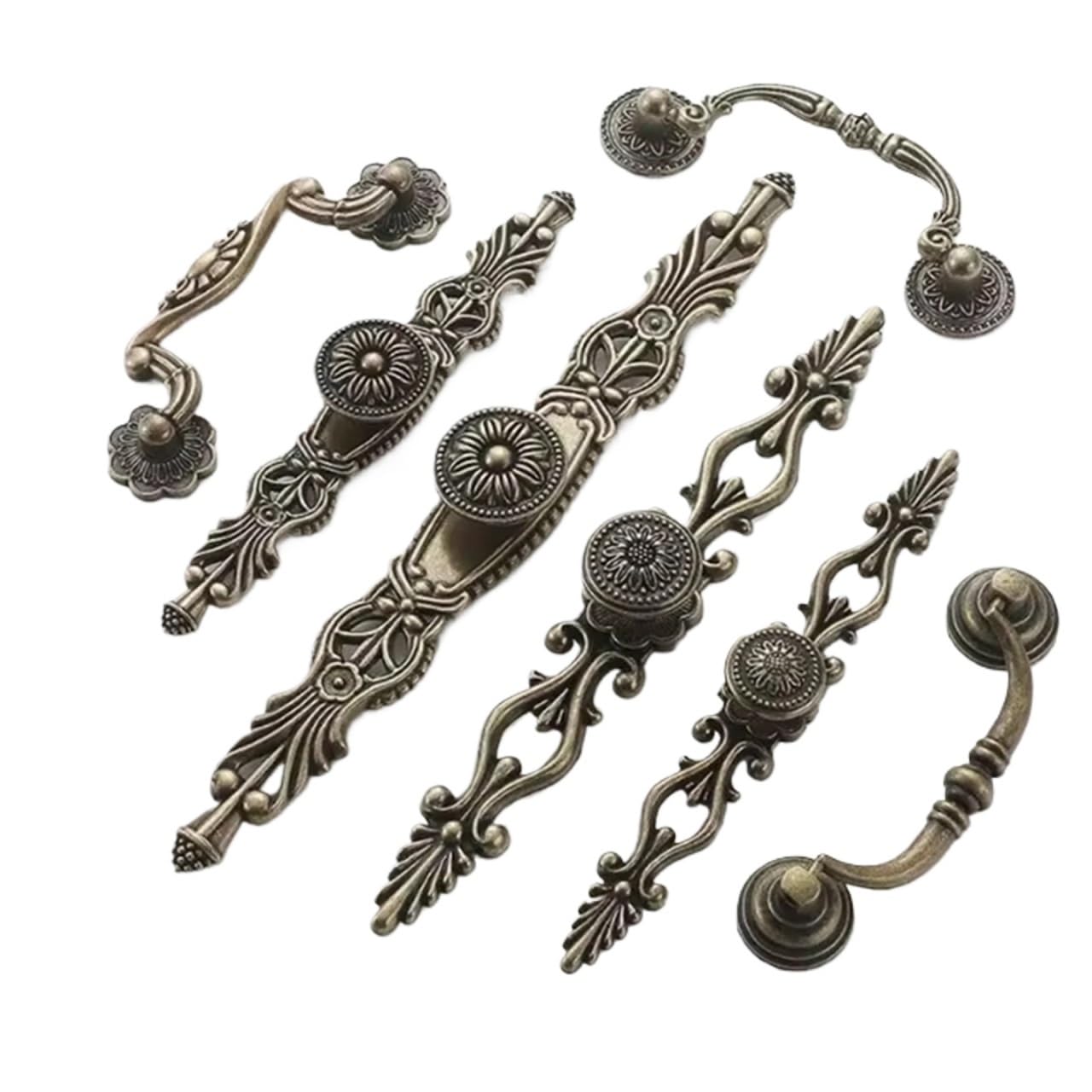 Gwyzax 7251-160Mm Antique Cabinet Pulls 6Pcs Antique Bronze Drawer Knobs Kitchen Cabinet Handles Vintage Furniture Pulls