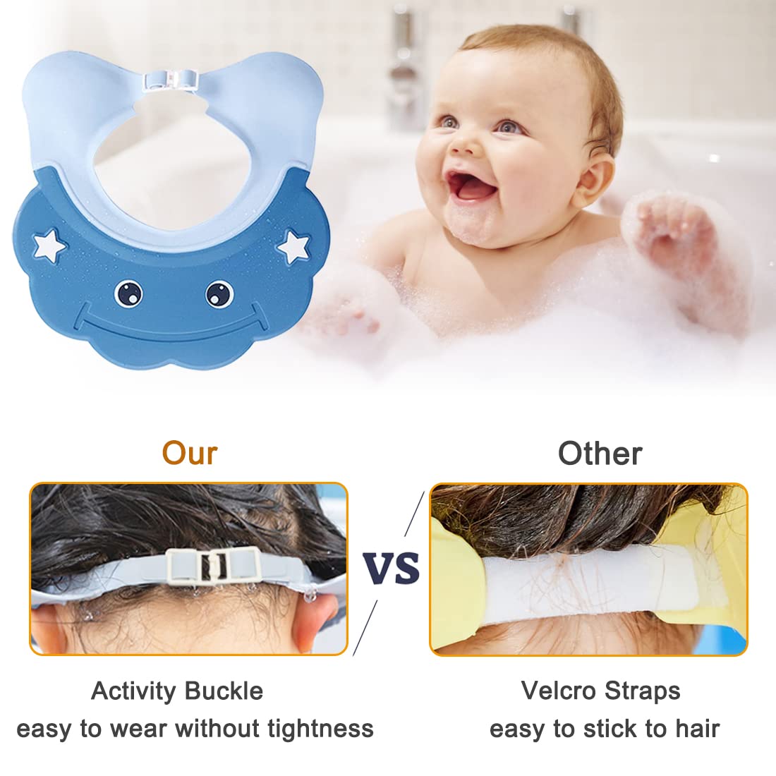 Enfants Shampoing Chapeau, Réglable Bonnet de Douche Bébé, Visiere Bain Enfant, Chapeau Douche Bébé Visière Bonnets, Casquette De Bain Bébé Protégez des Yeux, des Oreilles et du Visage
