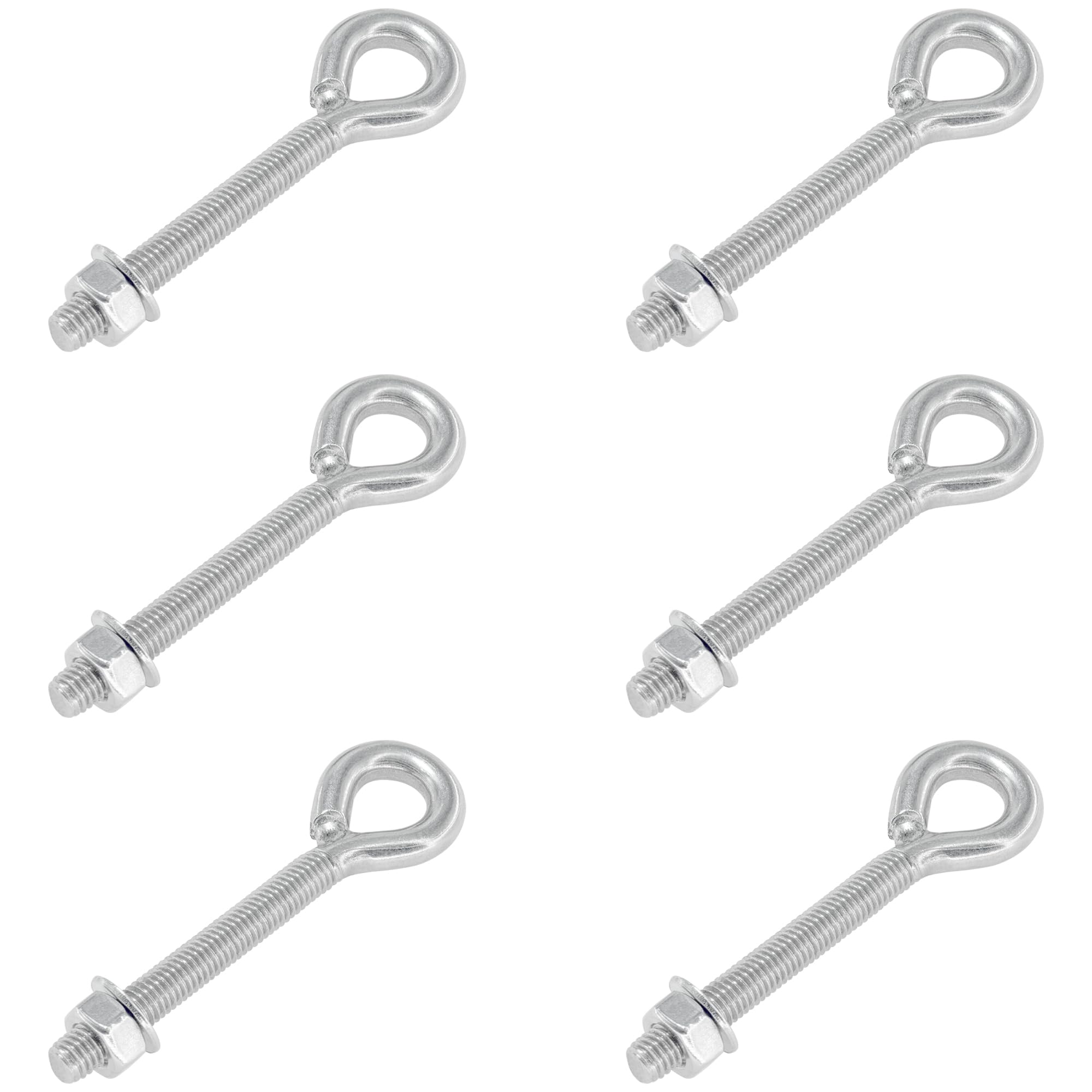 6 Pieces Closed Eye Bolts with Long Handles - Heavy-Duty 304 Stainless Steel Eyebolt Set (M8)