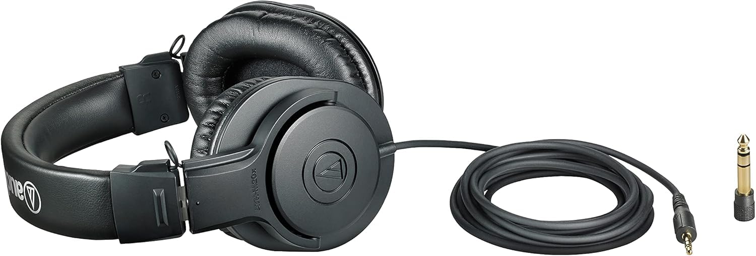 Audio-Technica ATH-M20X Cuffie professionali da studio per la registrazione in studio, i creatori, i podcast e l'ascolto quotidiano.