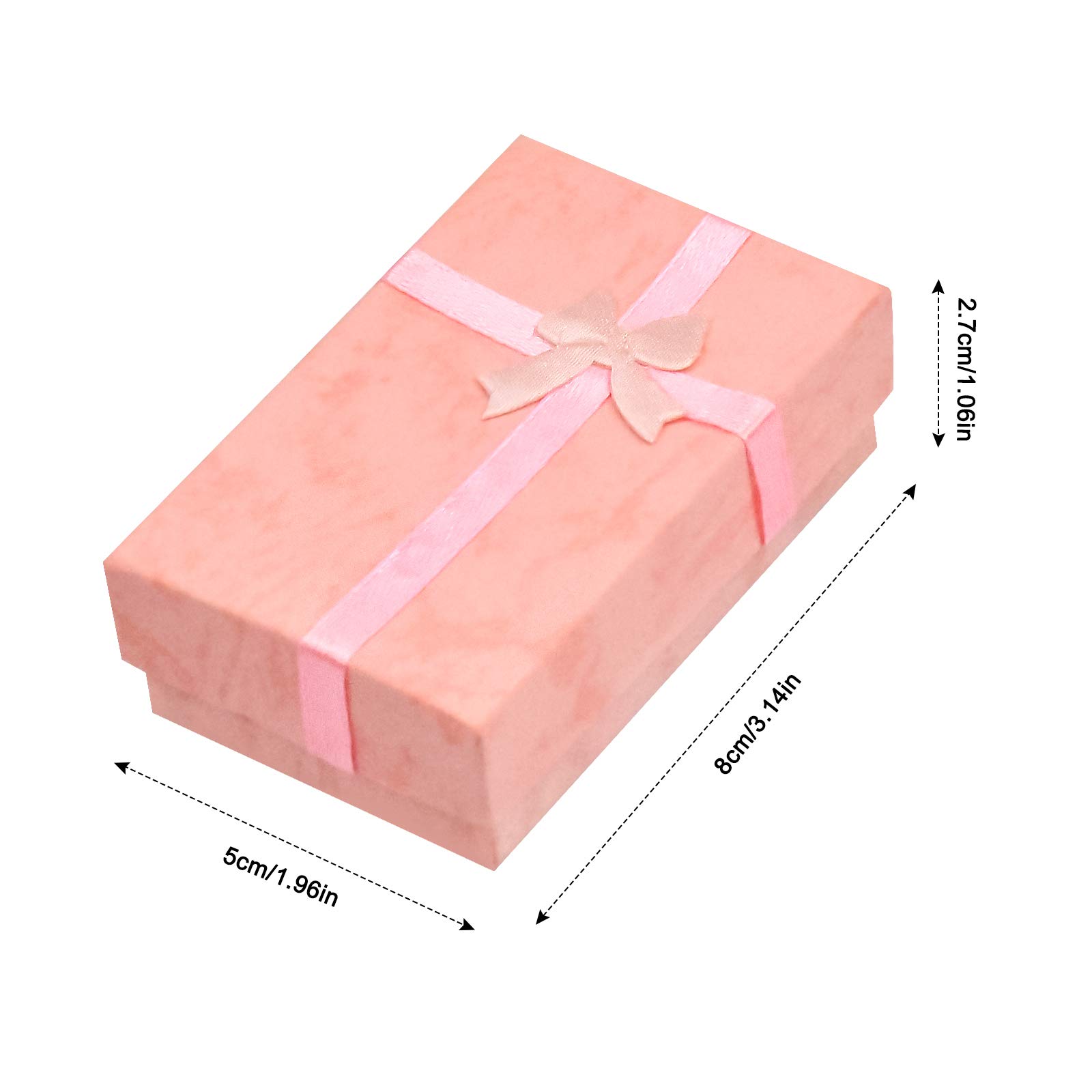 Nideen 4 Scatole Portagioie Con Biglietti – 9x7x3 Cm Rosa – Confezioni Regalo Per Anelli, Orecchini, Collane - 3