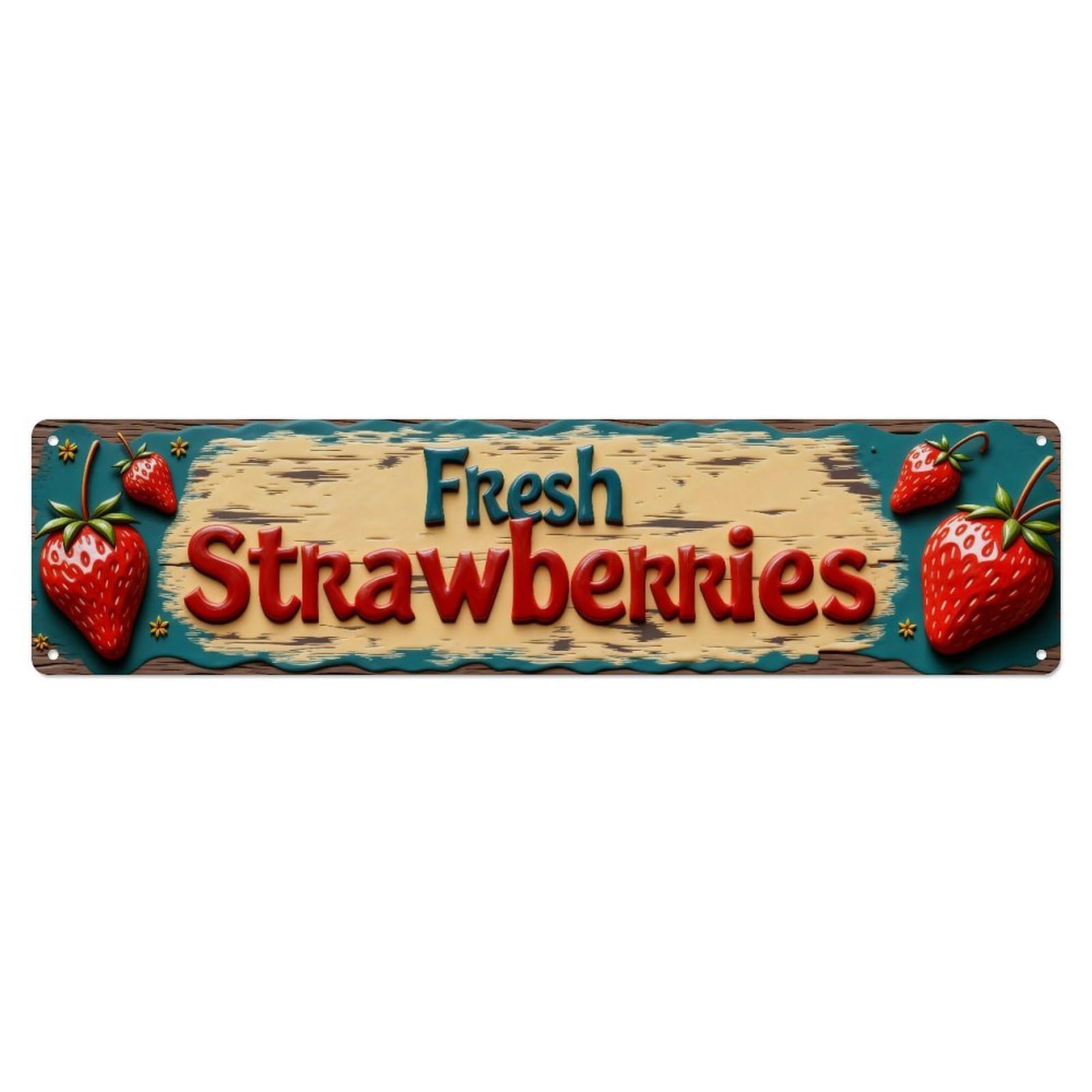 Fresh Strawberries Pattern Design_3 Metal Tin Sign Plaque