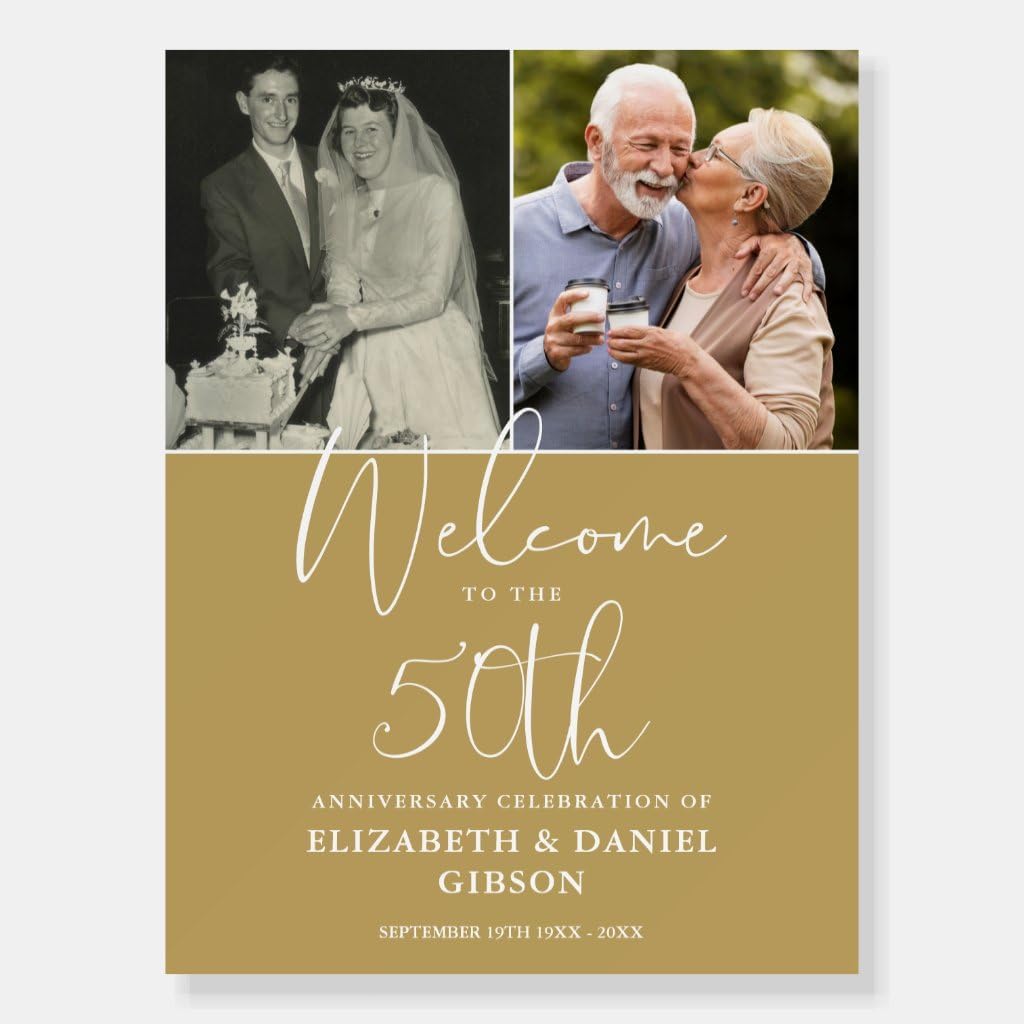 Personalized Wedding Welcome Sign - 50th Anniversary Photo Sign, Customizable