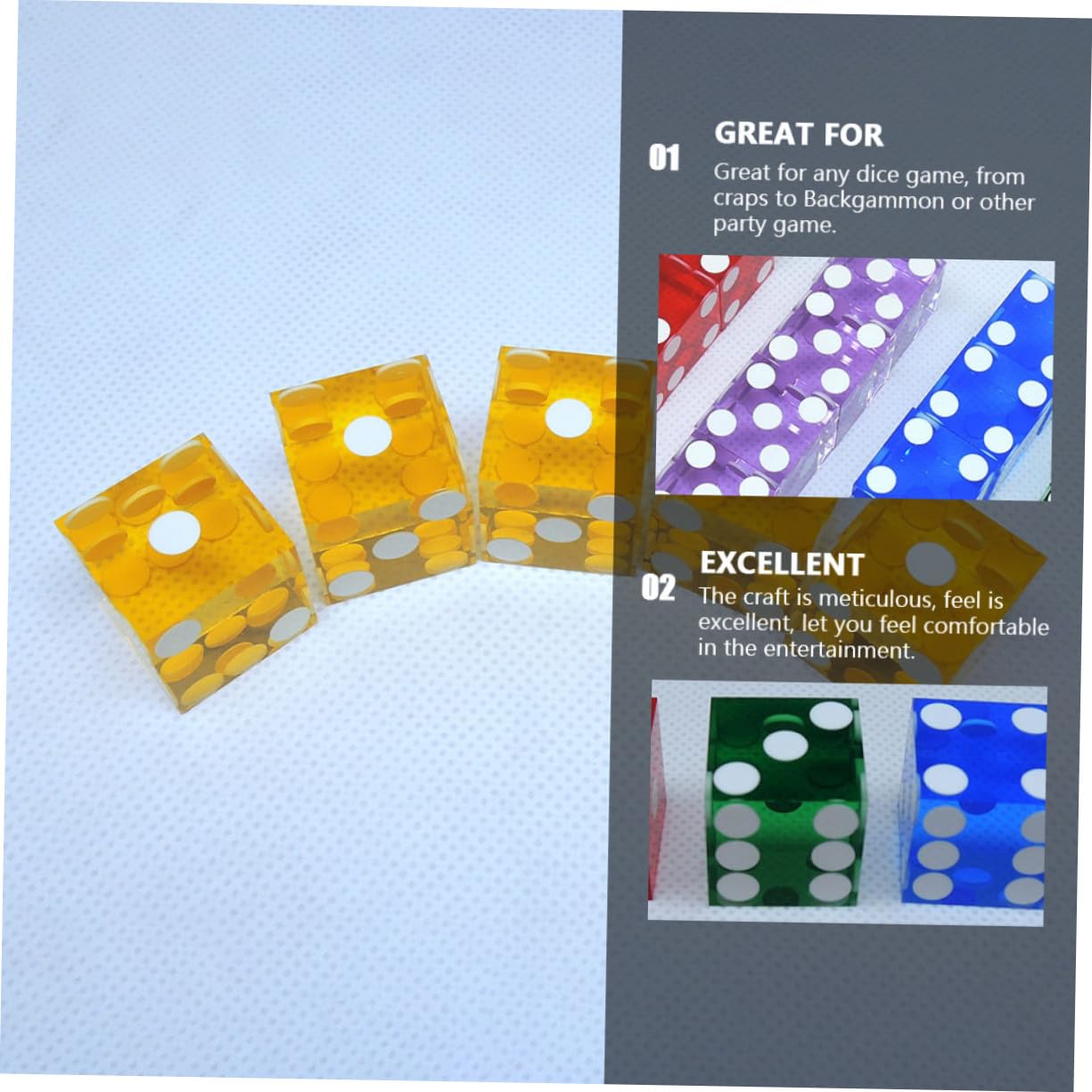 5 pièces Dés Acryliques Transparents à Points Larges pour Bar et Jeux Famille Lot de Couleurs Aléatoires Dés de Divertissement pour Soirées et Jeux de Société Couleur Aléatoire