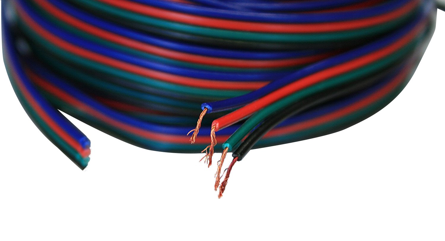 FUCHS Câbles RGB AWG22 100 m Longueur 4 fils électriques cuivre Câble de rallonge pour bandes LED
