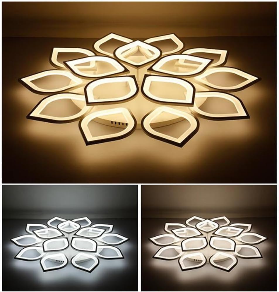 Plafonnier LED salon moderne dimmable à télécommande lotus 15 têtes - 7