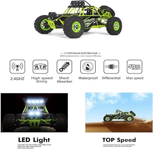 WLtoys 12427 12428 2.4G 112 4WD Crawler Control remoto RC Car con luz LED Dos baterías Buggy Vehículo Camiones Juguetes Niño (12427 1 * 1500)
