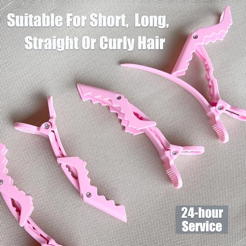 100 Pzas Pinzas Cocodrilo para Peinado - Clips para Cabello Grueso, Plástico, Diseño Doble Bisagra (Rosa) miniatura 5