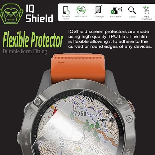 Miniatura 3 de IQShield 6 Pack for Fenix 6 Pro SolarFenix 6Fenix 6 ProFenix 6 Sapphire(47mm) Screen Protector Clear TPU Film, Bubble-Free Installation,