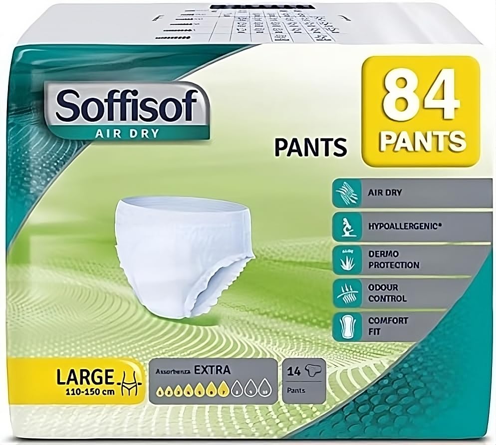 Soffisof Air Dry Pants Extra Large - 84 Windeln für Erwachsene, Inkontinenz Slips mit hoher Saugfähigkeit - Geruchskontrolle und Komfort